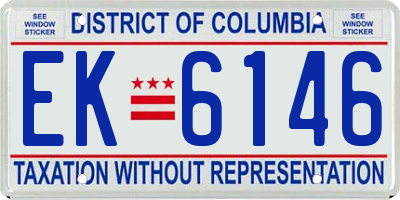 DC license plate EK6146