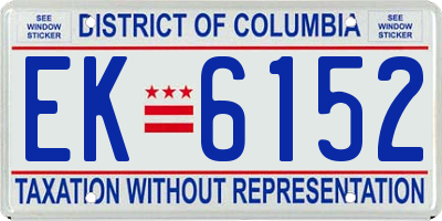 DC license plate EK6152