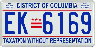 DC license plate EK6169