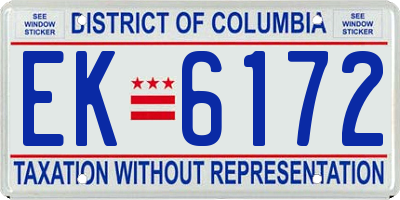 DC license plate EK6172