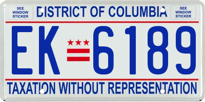 DC license plate EK6189