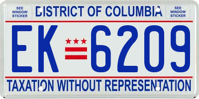 DC license plate EK6209