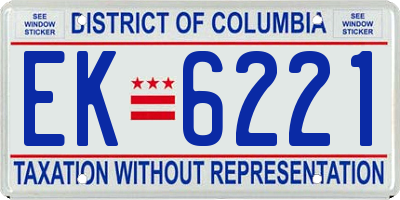 DC license plate EK6221