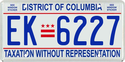 DC license plate EK6227