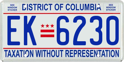 DC license plate EK6230