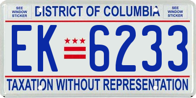 DC license plate EK6233