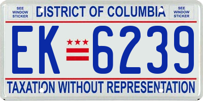 DC license plate EK6239