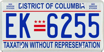 DC license plate EK6255