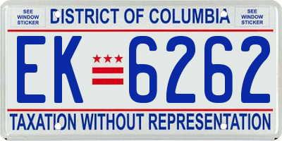 DC license plate EK6262