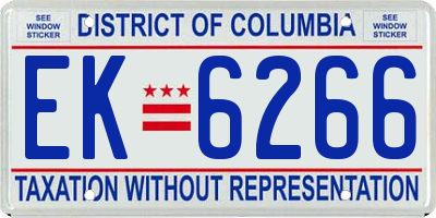 DC license plate EK6266