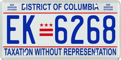 DC license plate EK6268
