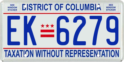 DC license plate EK6279