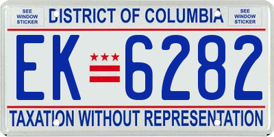 DC license plate EK6282