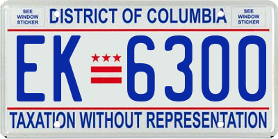DC license plate EK6300