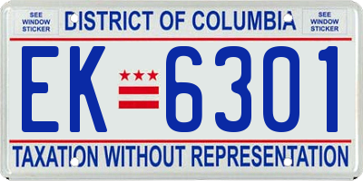 DC license plate EK6301