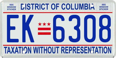DC license plate EK6308