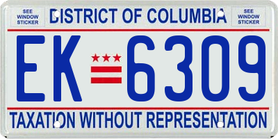 DC license plate EK6309
