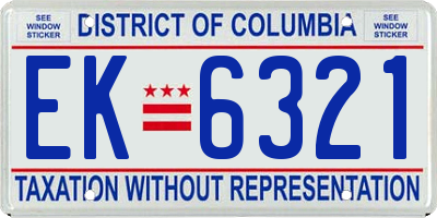 DC license plate EK6321