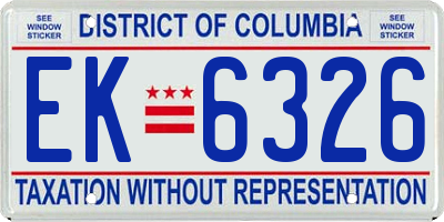 DC license plate EK6326