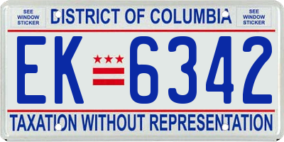 DC license plate EK6342