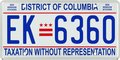 DC license plate EK6360