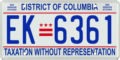 DC license plate EK6361