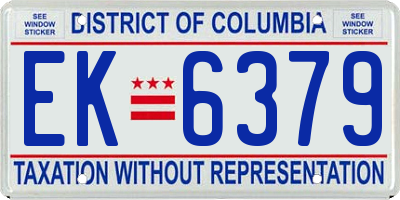 DC license plate EK6379
