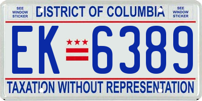 DC license plate EK6389