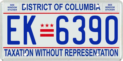 DC license plate EK6390