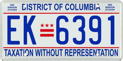DC license plate EK6391