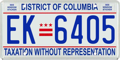 DC license plate EK6405