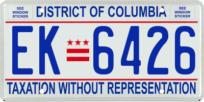 DC license plate EK6426