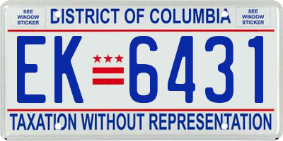 DC license plate EK6431