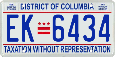 DC license plate EK6434
