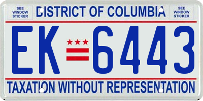 DC license plate EK6443