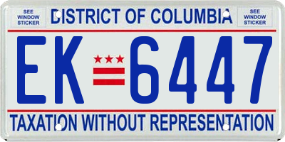 DC license plate EK6447