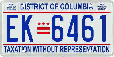 DC license plate EK6461