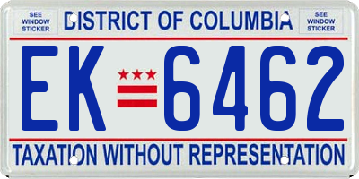 DC license plate EK6462