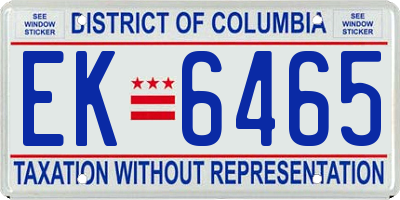 DC license plate EK6465