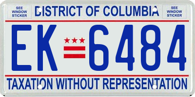 DC license plate EK6484