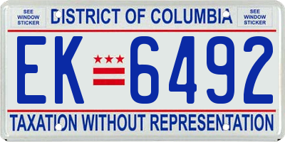 DC license plate EK6492