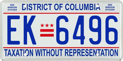 DC license plate EK6496