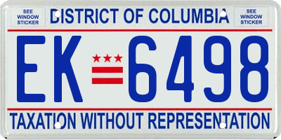 DC license plate EK6498
