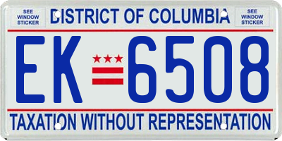 DC license plate EK6508