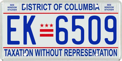 DC license plate EK6509