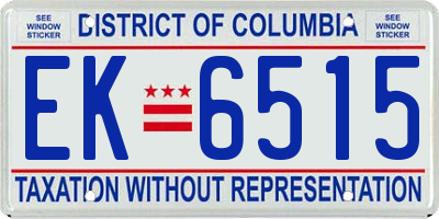 DC license plate EK6515
