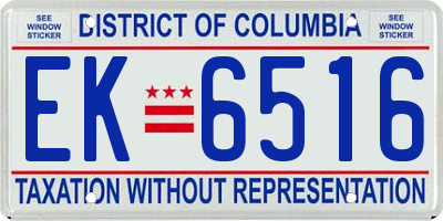 DC license plate EK6516