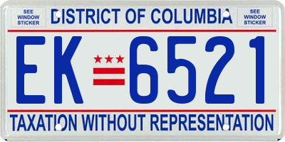 DC license plate EK6521