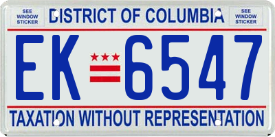 DC license plate EK6547