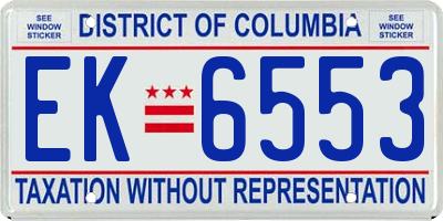 DC license plate EK6553